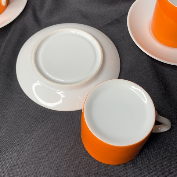 Vintage Lipper & Mann bright orange demitasse / espresso cups and saucers - Picture 8 of 8